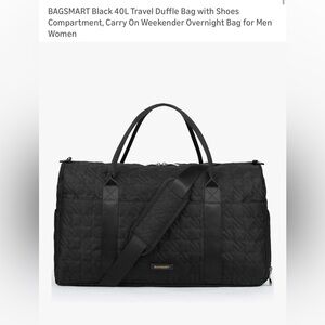 Bagsmart Black 40L Carry On Travel Duffle Bag with Shoe Compartment